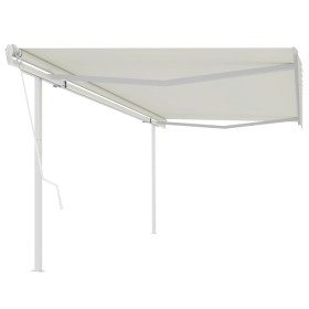 Automatic retractable awning with cream poles 5x3 m by vidaXL, Awnings - Ref: Foro24-3069987, Price: 614,78 €, Discount: %