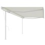 Automatic retractable awning with cream poles 5x3 m by vidaXL, Awnings - Ref: Foro24-3069987, Price: 614,78 €, Discount: %