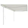 Automatic retractable awning with cream poles 5x3 m by vidaXL, Awnings - Ref: Foro24-3069987, Price: 581,08 €, Discount: %