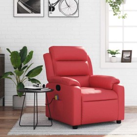 Sillón de masaje reclinable cuero sintético rojo