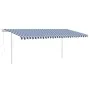 Manual retractable awning with blue and white poles 5x3 m by vidaXL, Awnings - Ref: Foro24-3069986, Price: 560,30 €, Discount: %