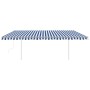 Manual retractable awning with blue and white poles 5x3 m by vidaXL, Awnings - Ref: Foro24-3069986, Price: 556,41 €, Discount: %