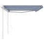 Manual retractable awning with blue and white poles 5x3 m by vidaXL, Awnings - Ref: Foro24-3069986, Price: 556,41 €, Discount: %