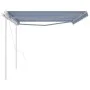Manual retractable awning with blue and white poles 5x3 m by vidaXL, Awnings - Ref: Foro24-3069986, Price: 560,30 €, Discount: %