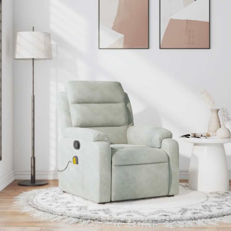 Sillón reclinable de masaje terciopelo gris claro