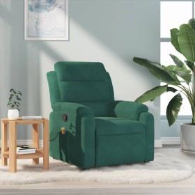 Sillón de masaje reclinable de terciopelo verde oscuro