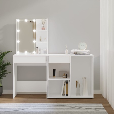Tocador con LED y armario madera contrachapada blanco by vidaXL, Bedroom Dressers - Ref: Foro24-3082017, Price: 134,90 €, Dis...