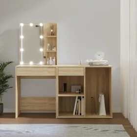Dressing table with LED and Sonoma oak plywood cabinet by vidaXL, Bedroom Dressers - Ref: Foro24-3082020, Price: 152,62 €, Di...