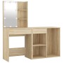 Schminktisch mit LED und Schrank aus Sonoma-Eichensperrholz von vidaXL, Schlafzimmerkommoden - Ref: Foro24-3082020, Preis: 15...