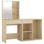 Schminktisch mit LED und Schrank aus Sonoma-Eichensperrholz von vidaXL, Schlafzimmerkommoden - Ref: Foro24-3082020, Preis: 15...