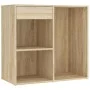 Schminktisch mit LED und Schrank aus Sonoma-Eichensperrholz von vidaXL, Schlafzimmerkommoden - Ref: Foro24-3082020, Preis: 15...
