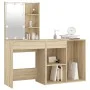Schminktisch mit LED und Schrank aus Sonoma-Eichensperrholz von vidaXL, Schlafzimmerkommoden - Ref: Foro24-3082020, Preis: 15...
