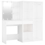 Tocador con LED y 2 armarios madera contrachapada blanco de vidaXL, Tocadores para dormitorios - Ref: Foro24-3082026, Precio:...