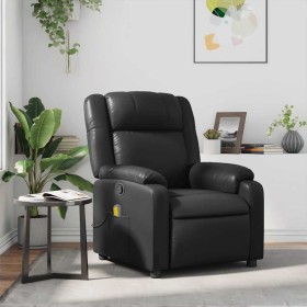 Sillón de masaje reclinable cuero sintético negro