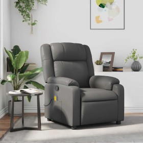 Sillón de masaje reclinable cuero sintético gris