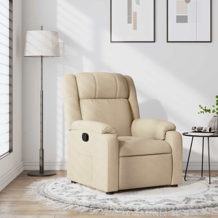 Sillón reclinable de tela crema