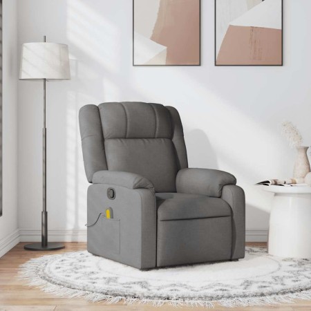 Sillón de masaje reclinable de tela gris oscuro