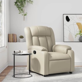 Sillón reclinable de cuero sintético crema