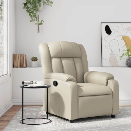 Sillón reclinable de cuero sintético crema