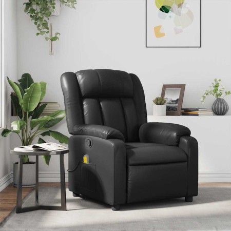 Sillón de masaje reclinable cuero sintético negro