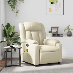 Sillón reclinable de masaje cuero sintético crema