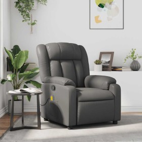Sillón de masaje reclinable cuero sintético gris