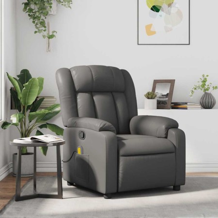 Sillón de masaje reclinable cuero sintético gris