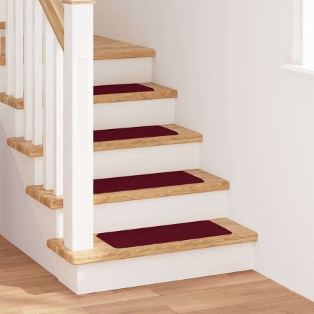 Alfombrillas Antideslizantes para Escalera 15 pcs Burdeos