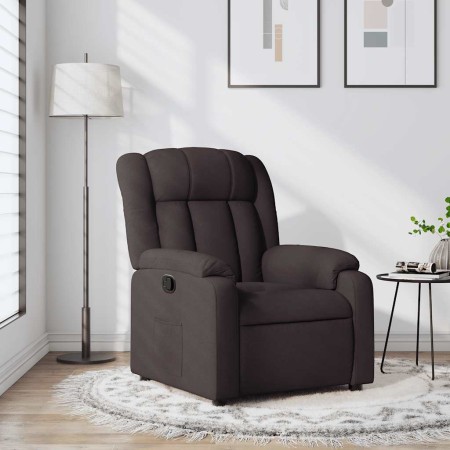 Sillón reclinable de tela marrón oscuro