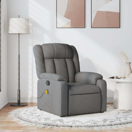Sillón de masaje reclinable de tela gris oscuro