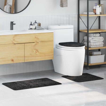 Conjunto de alfombra de baño antideslizante 3 pcs Gris oscuro