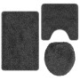 Conjunto de alfombra de baño antideslizante 3 pcs Gris oscuro