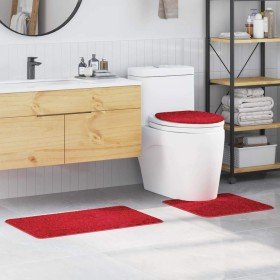 Conjunto de alfombra de baño antideslizante 3 pcs Rojo Conjunto de alfombra de baño antideslizante 3 pcs Rojo
