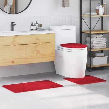 Conjunto de alfombra de baño antideslizante 3 pcs Rojo