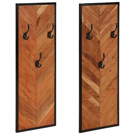Percheros 2 uds madera madera maciza de acacia 35x1x90 cm