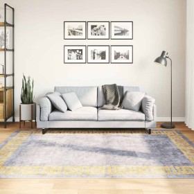 Alfombra lavable antideslizante gris y dorado 150x230 cm