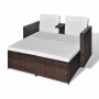 Set muebles de jardín 4 piezas y cojines ratán sintético marrón