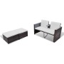 Set muebles de jardín 4 piezas y cojines ratán sintético marrón