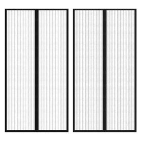 Cortina mosquitera para puerta 2 uds imán negro 210 x 100 cm Cortina mosquitera para puerta 2 uds imán negro 210 x 100 cm