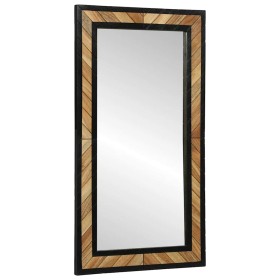 Espejo Negro y Marrón 90 x 2 x 50 cm Madera Sólida de Acacia