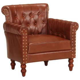 Sillón de cuero auténtico de cabra marrón