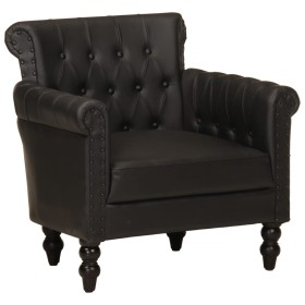 Sillón de cuero auténtico de cabra negro