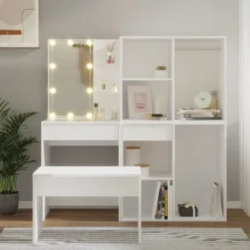 Weißes LED-Waschtischset aus Sperrholz von vidaXL, Schlafzimmermöbel-Sets - Ref: Foro24-3114099, Preis: 224,35 €, Rabatt: %