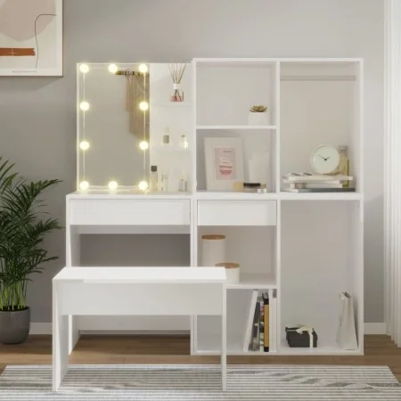 White plywood LED vanity set by vidaXL, Bedroom furniture sets - Ref: Foro24-3114099, Price: 224,35 €, Discount: %
