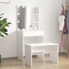 Juego de tocador con LED madera contrachapada blanco by vidaXL, Bedroom Dressers - Ref: Foro24-3114131, Price: 114,71 €, Disc...