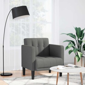 Sillón con reposabrazos de tela gris oscuro 53 cm
