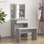Juego de tocador con LED madera contrachapada gris Sonoma de vidaXL, Tocadores para dormitorios - Ref: Foro24-3114137, Precio...