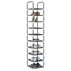 Zapatero 10 niveles negro 33x33x174 cm tejido no tejido Zapatero 10 niveles negro 33x33x174 cm tejido no tejido