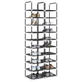 Zapateros 2 uds 10 niveles negro 33x33x174 cm tejido no tejido Zapateros 2 uds 10 niveles negro 33x33x174 cm tejido no tejido