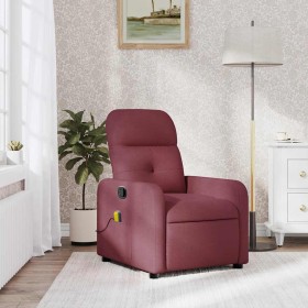 Sillón de masaje reclinable de tela color vino tinto